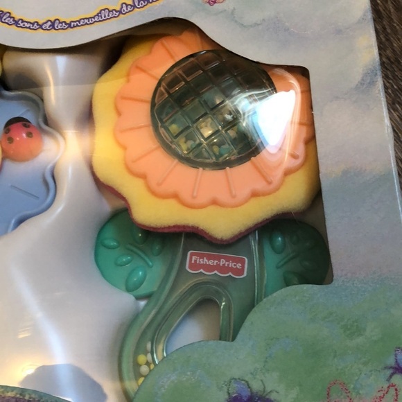 Fisher Price peaceful planet rattles 3+M star flower ladybug (2) NIB BABY 1998 - Picture 6 of 8